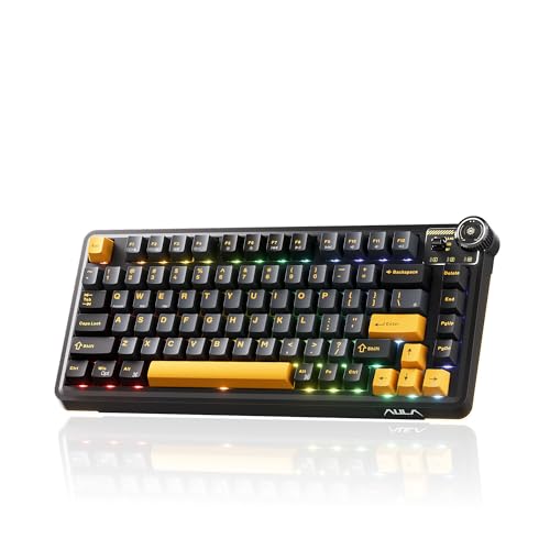 AU75 Wireless RGB Gaming 75% Mechanical Hot-Swappable Keyboard | OIXOC Keyboard with Multi-Device Connectivity, Customizable LED Backlit, Knob Control, PBT Keycaps for Windows, Mac, PC