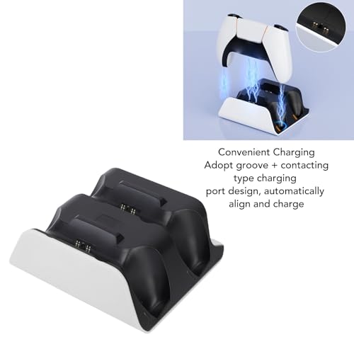 Tangxi PS 5 Controller Charger Station for Dual Wireless Controllers Simultaneous Charging, Compatible with PS 5 Pro, Slim, Dualsensess, Edge Controller (White) - color: White