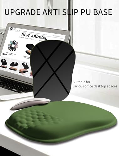 Hokafenle Ergonomic Wrist-Hugging Mouse Pad Wrist Support, U-Shaped Holding Wrist Rest Mousepad for Carpal Tunnel Pain Relief with Cushioned Memory Foam Slope Massage Bulge (10.2x8.3 in,Dill Green) - color: Dill Green