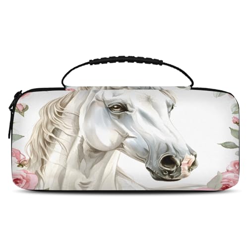 Adornori Horse Carry Case Compatible with Nintendo Switch 2, with 20 Games Cartridges, Floral Horse Portable Travel Carrying Case Pouch for Accessories & Games - color: Multicolor 8