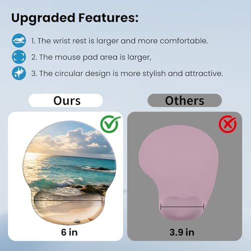 Mouse pad with Wrist Rest,Relieving Pain Memory Foam Computer pad, Ergonomic Desktop Mouse, Silicone Material Mouse pad, with Non-Slip PU Base (The sea) - color: The sea