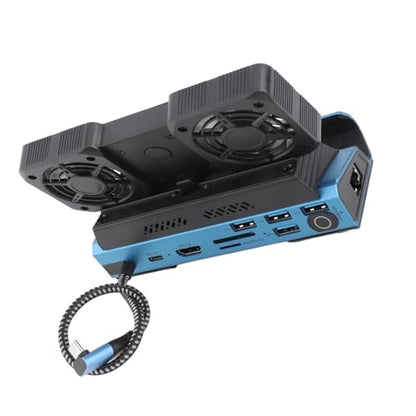 9 in 1 Docking Station for & Handheld Consoles, RGB Dual Cooling Fan, 4K 60Hz HD Multimedia Interface, Gigabit Ethernet, 100W PD, 4X USB 3.0 Ports