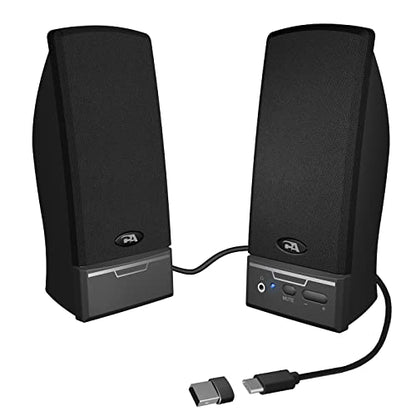 Cyber Acoustics CA-2014USB 2.0 Multimedia Desktop Computer Speakers, Compatible with USB C or A Devices, Adapter Included