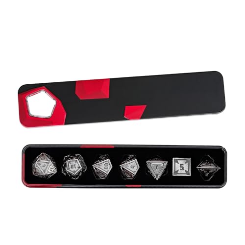 UDIXI Metal Dice Set D&D Heavy Metallic DND Dice for Tabletop Game (Nickel) | 7-Pieces, Lozenge Pattern, Zinc Alloy Material, Gorgeous Gift Case, DM Gift, for Dungeons and Dragons Role Playing Games - color: Ancient Silver