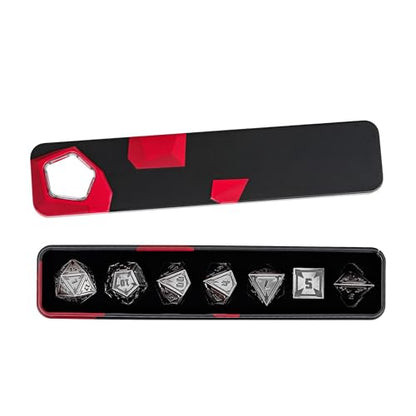 UDIXI Metal Dice Set D&D Heavy Metallic DND Dice for Tabletop Game (Nickel) | 7-Pieces, Lozenge Pattern, Zinc Alloy Material, Gorgeous Gift Case, DM Gift, for Dungeons and Dragons Role Playing Games - color: Ancient Silver