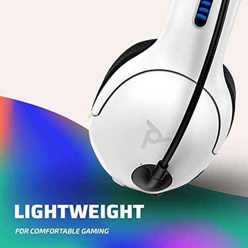 PDP LVL50 Wireless Stereo Gaming Headset, Officially Licensed by Sony PlayStation 5, PS5/PS4/PS3/PC, Lightweight Durable 40 Foot Connection, Noise-canceling Flip-to-Mute Mic, White - color: White, style: Wireless