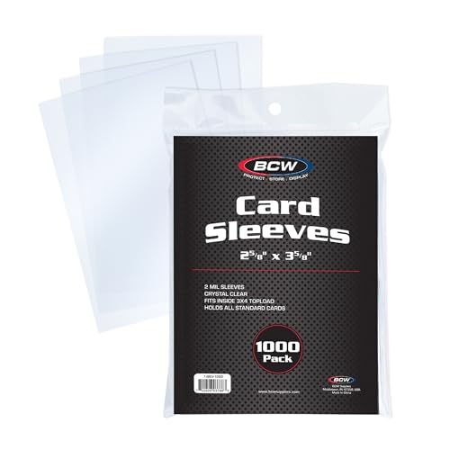 BCW Penny Sleeves - 1000 Crystal Clear Acid-Free Sleeves - 2-5/8" x 3-5/8" | for Trading Cards - Baseball, Basketball, Football, Hockey, Pokemon, MTG - color: 1000 Pack