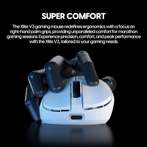 Pulsar Gaming Gears - Xlite v3 Medium Wireless Gaming Mouse, Ultra Lightweight 1.94 oz (55 g), Ergonomic, Optical Switches, PAW3395 Optical Sensor (Medium, Wireless, White) - color: White, size: Medium, style: Xlite V3