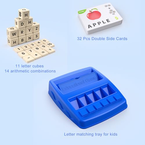 Educational Toys Learning Games for Kids 3-8, Matching Letter Spelling Early Math Game for Preschool& Kindergarten Kids Boys and Girls ，Christmas Birthday Gift for 4 5 6 7 Boys Girls（Navy Blue） - color: Navy Blue