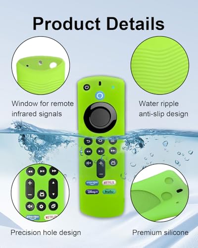 2-Pack Silicone Remote Cover for Toshiba/Insignia, Green & Blue | Soft Silicone TV Remote Controls, Anti-Slip & Drop-Resistant, Includes Lanyard for Easy Carrying, for Toshiba Remote - color: Green + Blue