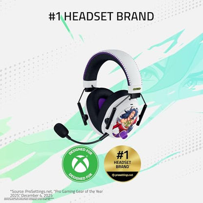 Razer BlackShark V3 Pro Wireless ANC Xbox Gaming Headset, 2XKO Edition | Full Band Mic, 50mm Drivers, 2.4 GHz, Bluetooth, USB, 3.5mm, Works with PC, Mac, PS5, Nintendo Switch, 70 Hr Battery - color: 2XKO Edition, style: Xbox