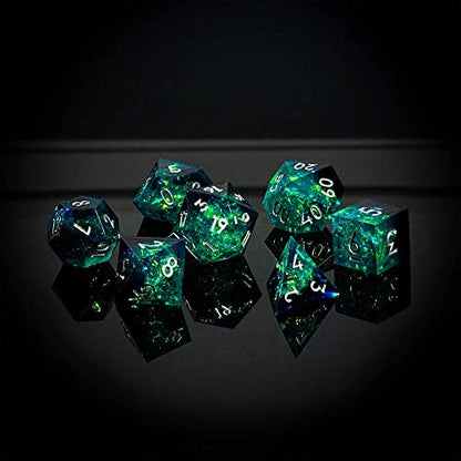 Sharp Edge DND Dice Set – Surge 7 Piece Polyhedral Dice in Retro VHS Box – TTRPG Tabletop RPG Game Accessory - style: Surge
