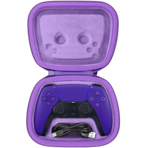 Baval Hard Case for Playstation 5 PS5 DualSense Wireless Controller | Protective Storage Box, Specifically Design for PS 5 Controller, Soft Velvet Lining, Customized Slots, Snug Fit, Purple Case - color: Purple Hard Case