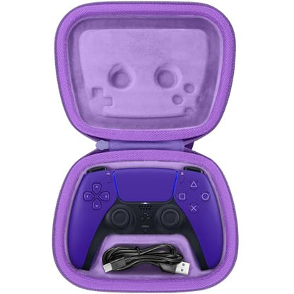 Baval Hard Case for Playstation 5 PS5 DualSense Wireless Controller | Protective Storage Box, Specifically Design for PS 5 Controller, Soft Velvet Lining, Customized Slots, Snug Fit, Purple Case - color: Purple Hard Case