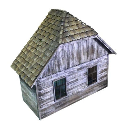 DYNWAVE 1/35 Scale Wooden House Building Model Kit, Unpainted DIY Architecture Model for Micro Landscape and Sand Table Layout