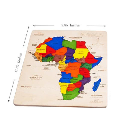 EKOPLAY’s Africa MAP Wooden Puzzle for Kids, 31 Piece Jigsaw Puzzle for School Kids, Learning Educational Toys Gifts for Boys Girls 4+ Years. - style: Africa Map
