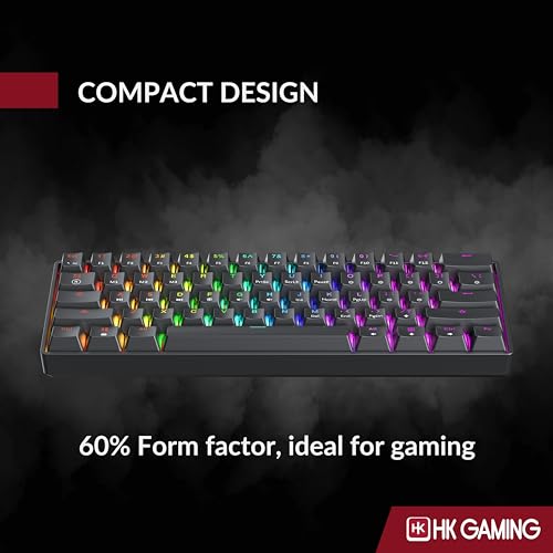 HK GAMING GK61HE 60% | Magnetic Mechanical Gaming Keyboard | Rapid Trigger 0.1mm Step | 61 Keys Multi Color RGB | 1kHz Polling Rate | PC/Mac Gamer | US Layout (Black) - color: Black