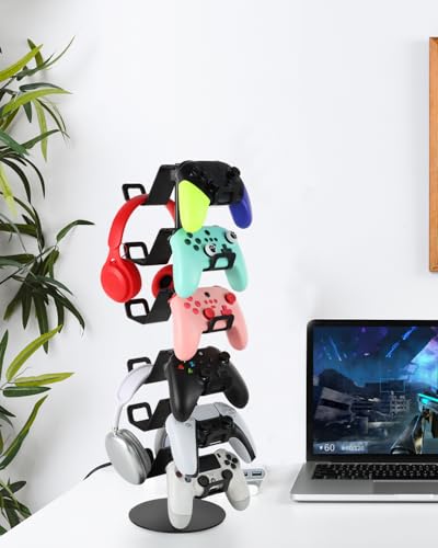 Gamer Gift,6-Tier Controller Headphone Stand Desktop,Ideal Gift for Game Lover - Universal Organizer for Controllers and Gaming Headsets,Unique Present