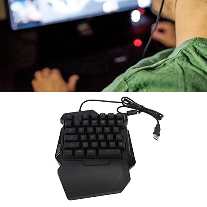 One Handed Gaming Keyboard, 35 Keys RGB Backlit Ergonomic Keyboard with Wrist Rest, Silent USB Wired Mini Gaming Keypad for PC