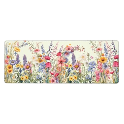 Flower Mouse Pad XL Large Mousepad Non Slip Rubber Base Desk Mat for Laptop Computer Gaming 31.5" X 12" - color: Flower