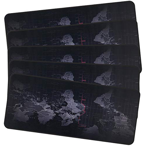 Qisan Large Gaming Mouse Pad Extended Size Mousepad for Computer Desktop PC Laptop 31.5"x11.8"x0.15" Keyboard Pad Desk Pad with Anti-Slip Rubber Base | Large Desk Mat for Keyboard and Mouse-Map 5pcs - color: Map 5pcs