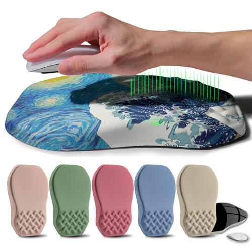 Ergonomic Raised Mouse Pad Wrist Support with Bilateral Slope Memory Foam Mousepad for Wrist Rest and Carpal Tunnel Pain Relief 11.8x7.9〃Starry Night Waves - color: Starry Night Waves