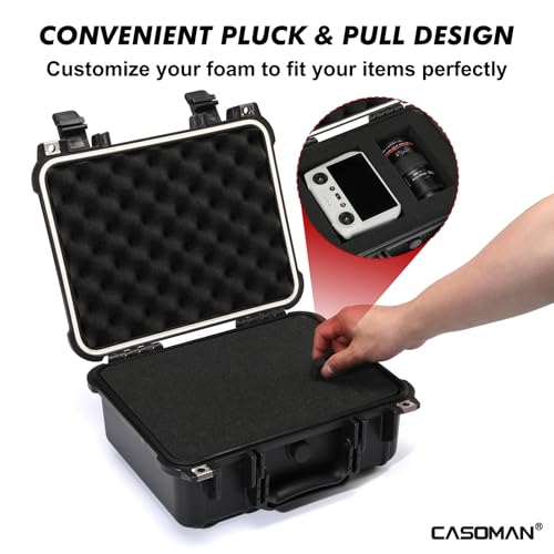 CASOMAN Water-proof and Dust-proof Protective Sturdy Plastic Storage Case with Cush-Proof Sponge and Customizable Foam, IP67 Water Proof Grade, 13.4" X 11.6" X 6" - size: 13.4" X 11.6" X 6"