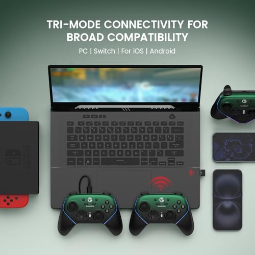 GameSir Super Nova Wireless Gaming Controller for PC/Switch/iOS/Android, Hall Effect Stick & Trigger, RGB Lighting, Swappable ABXY, Detachable Faceplate, 1000mAh with Charging Dock - Green - color: Green