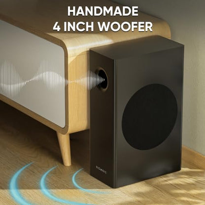 Sound Bars for Smart TV with Wired Subwoofer, 2.1 Deep Bass Small Soundbar Home Theater Surround System Speaker with 4 Inch Subwoofer, Bluetooth/Optical/AUX Connection, Compact Soundbar for TV | 2.1 Deep Bass, 4" Wired Subwoofer, Bluetooth /Optical/Auxili