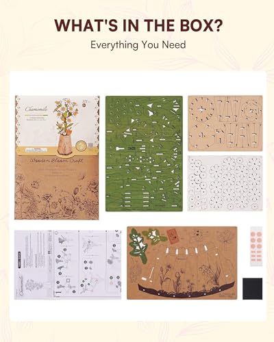 3D Flower Wooden Puzzles for Adults-Chamomile, DIY Wooden Flowers Model Kit Building Set Crafts Birthday Gifts, Artificial Botanical Collection Creative Gift Ideas/Housewarming (101PCS) - style: TW - Chamomile