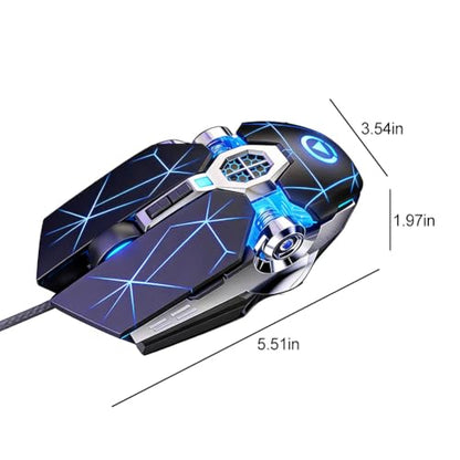 Professional Gaming Wired Silent Mouse, Water Cooled Light, 3200 DPI, Ergonomic Design Game Mouse Compatible with PC, Plug & Play
