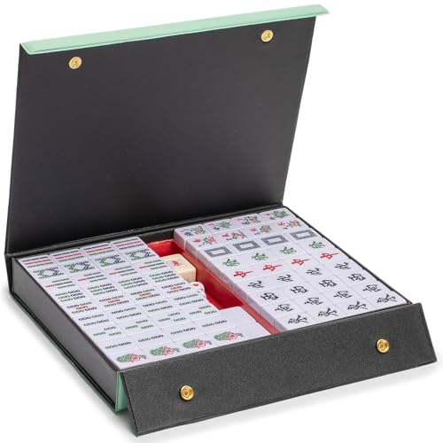 YMI Chinese Mahjong Set, “Celadon Willow” - 146 Tiles | 146 medium tiles, dice, and wind indicator in a compact celadon green vinyl case. Built for traditional Chinese-style play. - color: Celadon Green