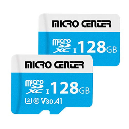 Micro Center 128GB microSDXC Card 2 Pack, Nintendo-Switch Compatible Flash Memory Card, UHS-I C10 U3 V30 4K UHD Video A1 R/W Speed up to 90/60 MB/s Micro SD Card with Adapter (128GB x 2) - size: U3 A1 - 128GB x 2 Pack
