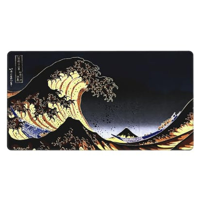 MTG Playmat The Big Wave Dark Brown TCG Play Mat Original Hand-Painted Stitched Edges Smooth Surface Non-Slip Rubber Base for Board Games Trading Card Games 23.5x13.6in