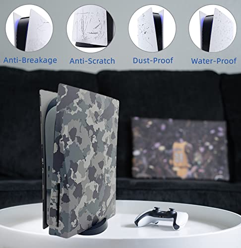 Face Plates Cover Skins Shell Panels for PS5 Disc Edition Console, Accessories for PlayStation 5 Protective Faceplates (Gray Camouflage) - color: Gray Camouflage