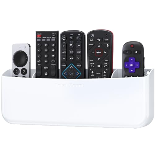 TotalMount Drop-Free Remote Holder – Removable Adhesive Strips – Pro White | Designed in the USA – Simply Put the Remotes In – No Tricky Magnet Alignment Needed (Holds 5 or 6 Remote Controls) - color: For 5 or 6 Remotes – Premium White