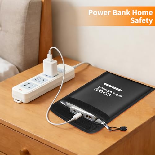 ENGPOW Fireproof Organizer Travel Safe Bag, Portable Electronic Carry Case | Heat Insulated＆Explosion-Proof, Home Travel Storage for Power Bank,Phone,Cables,USB Drive,Charging Protection,9''x7'',Black - size: 9'' x 7''