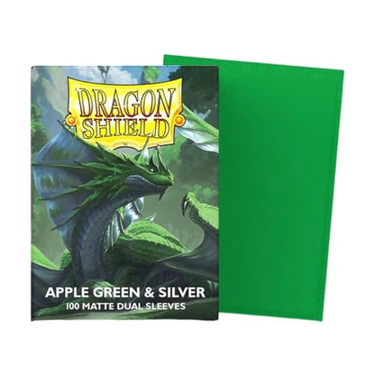 Dragon Shield | Matte Dual Standard Size Card Sleeves | 100ct - Smooth & Tough Premium TCG Sleeves - Compatible with Pokemon, One Piece, and Magic: The Gathering | Apple Green & Silver - color: Apple Green & Silver