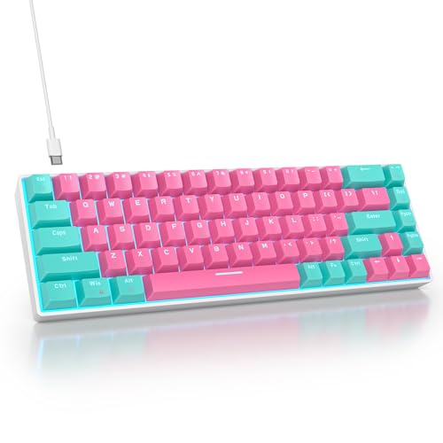 65 Percent Gaming Keyboard Mechanical with Linear Red Switch, 65% Wired Ultra-Compact Mini Pink Keyboard LED with PBT Keycaps for Ps4/Ps5/Xbox(68 Miami) - color: 68 Miami/Red Swicth