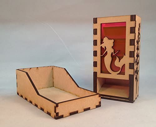 Mermaid Mini Dice Tower v1 Neon Pink Acrylic Window Laser Cut MDF Unique Fast Shipping
