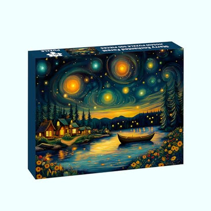 Puzzles for Adults 500 Pieces, Starry Night Jigsaw Puzzles - Starry Enchanted Forest, Impossible Landscape Puzzle for Seniors Families,20.47x14.96 inches, 1:1 Poster, Letter on The Back - style: Starry Enchanted Forest