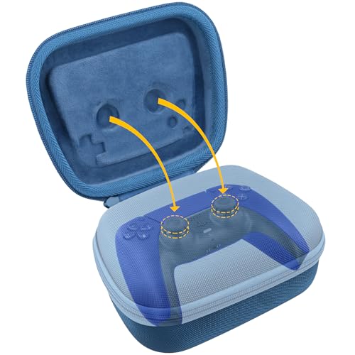 Baval Hard Case for Playstation 5 PS5 DualSense Wireless Controller | Protective Storage Box, Specifically Design for PS 5 Controller, Soft Velvet Lining, Customized Slots, Snug Fit, Dark Blue - color: Blue Hard Case