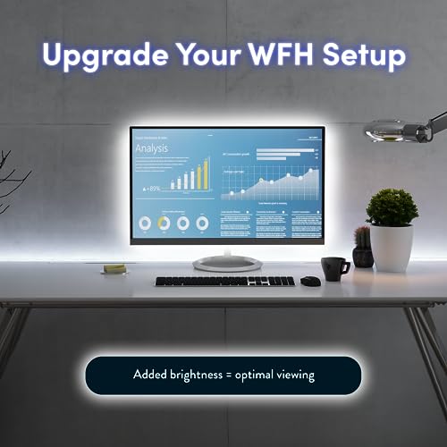 Luminoodle Bias Lighting, Backlight Kit for Monitors up to 24" - USB LED Light Strip - Computer Monitor Backlight - True White Adhesive Strip - White - Small (<24" TV) - size: White: Small (<24 in TV)