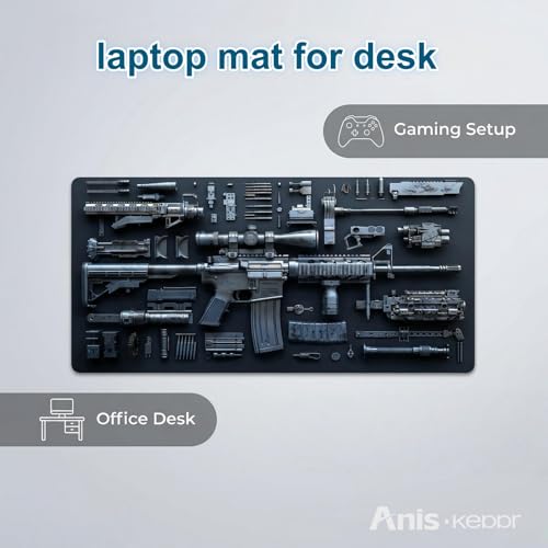 Large Gaming Mouse Pad Military Weapon Pattern Non-Slip Desk Mat