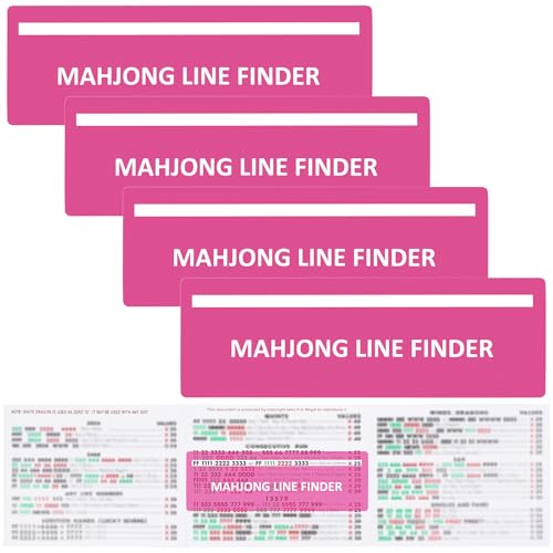 4Pack Mahjong Line Finder, Mahjong Line Reader, Mahjonngg Rules Helper | MahJong Card Guide, Mahjong Accessories and Gifts for Women (Pink) - color: Pink