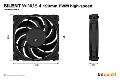 be quiet! Silent Wings 4 120mm PWM High Speed 2500 RPM Premium Low Noise Cooling Fan | 4-Pin | BL094 - color: Black, size: 120mm