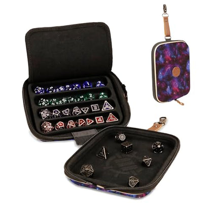 ENHANCE Designer Edition Dice Tray - Stylish Dice Case and Dice Holder for 28+ Dice with EVA Shell Protection - Dice Rolling Tray with Removable Dice Holder for DnD, Other RPG Games (Galaxy) - color: Galaxy