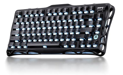 GravaStar Mercury K1 75% Wireless Gaming Keyboard, Aluminum Alloy Mechanical Keyboard with Knob, Hot Swappable, Linear Switches, Transparent Keycaps, RGB Backlit, 2.4GHz/BT5.0/USB【Stealth Black】 - color: Stealth Black