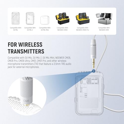 NEEWER 2 Pack Lavalier Lapel Microphone Compatible with Rode Wireless GO II 2 DJI Wireless Mic Transmitter, Omnidirectional Condenser Wired Clip On Lav Mic for Stage YouTube Live Streaming, CM5, White - style: CM5(2-Pack&White)w/3.5mm TRS Plug