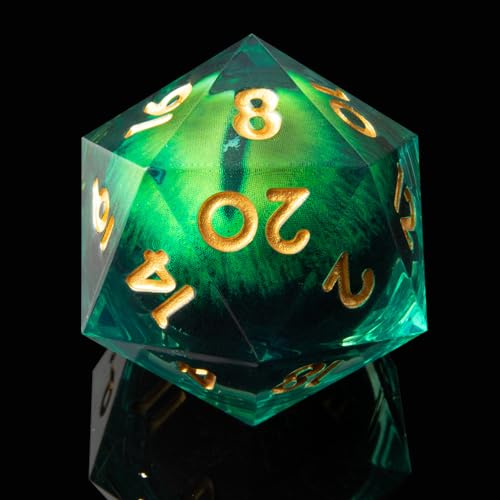 Beholder'S Eye D20 Dice Dragon Eye DND 22MM Single Dice with Resin Sharp Edge 20 Sided D&D Handmade Polyhedral for Dungeons and Dragons, RPG, Roleplaying Games MTG Table Games(Green Gold) - color: D20-green Dragon Eye